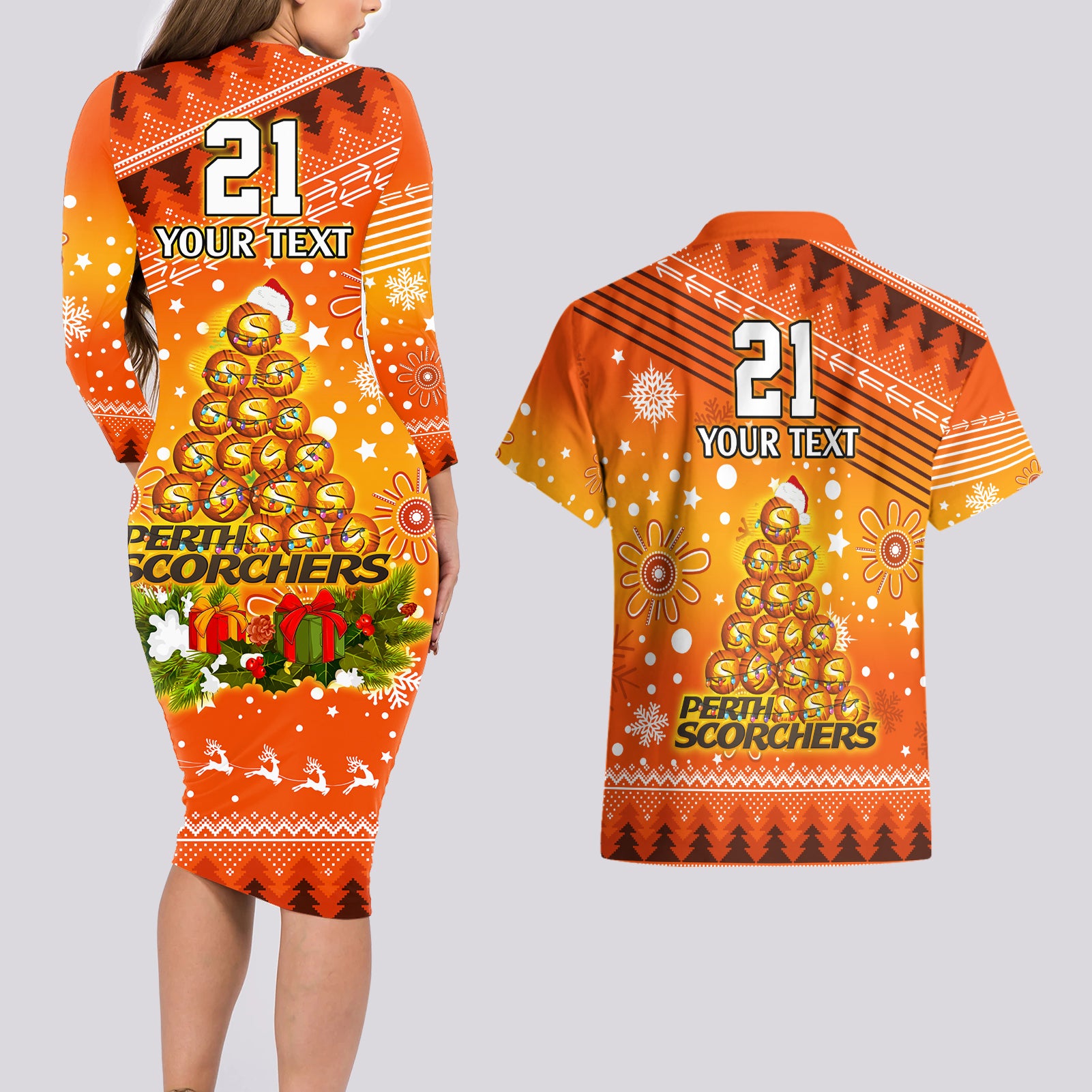 custom-scorchers-bbl-couples-matching-long-sleeve-bodycon-dress-and-hawaiian-shirt-christmas-vibe-2023