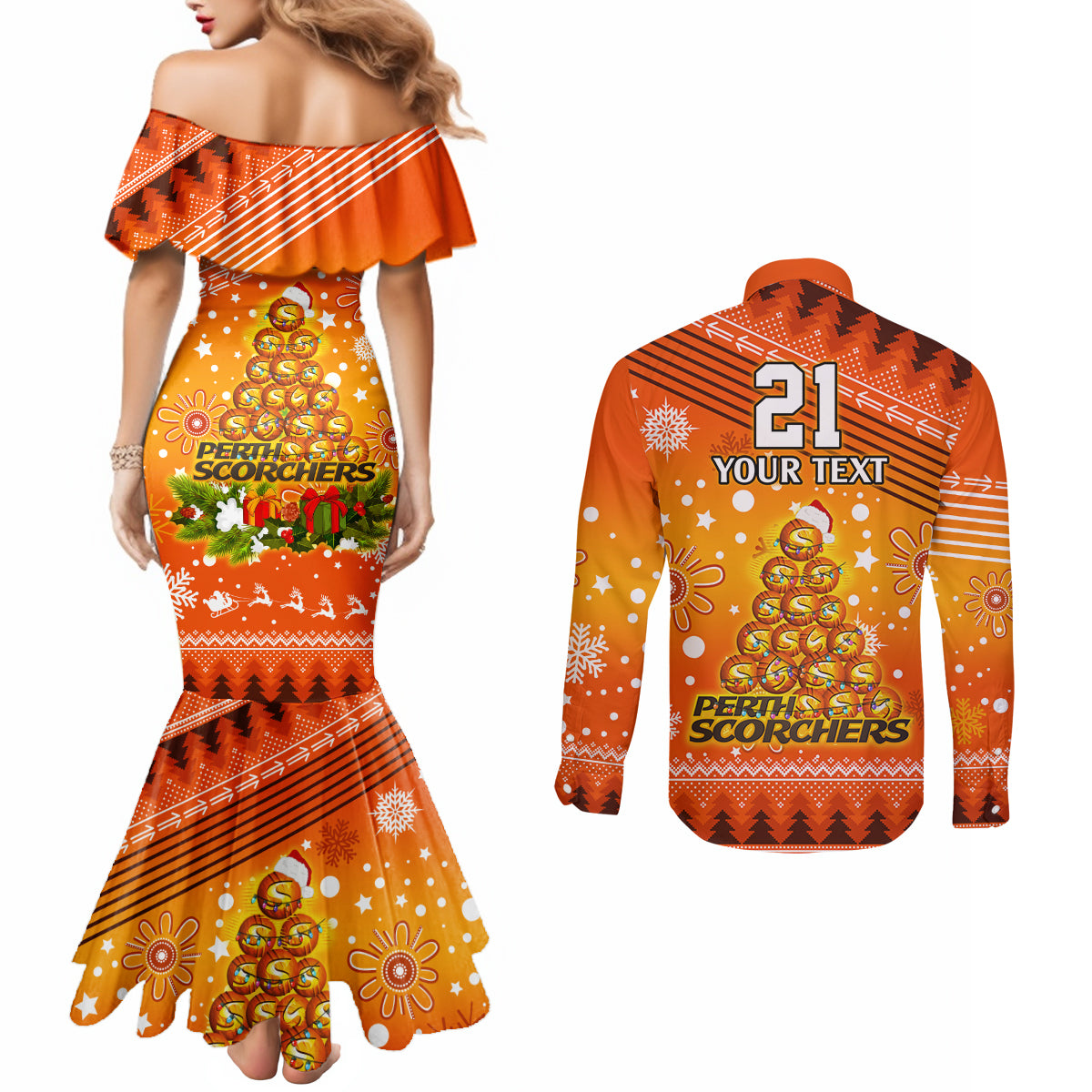 custom-scorchers-bbl-couples-matching-mermaid-dress-and-long-sleeve-button-shirt-christmas-vibe-2023