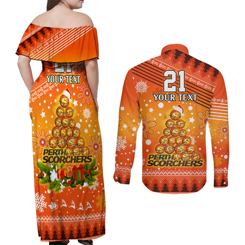 custom-scorchers-bbl-couples-matching-off-shoulder-maxi-dress-and-long-sleeve-button-shirt-christmas-vibe-2023
