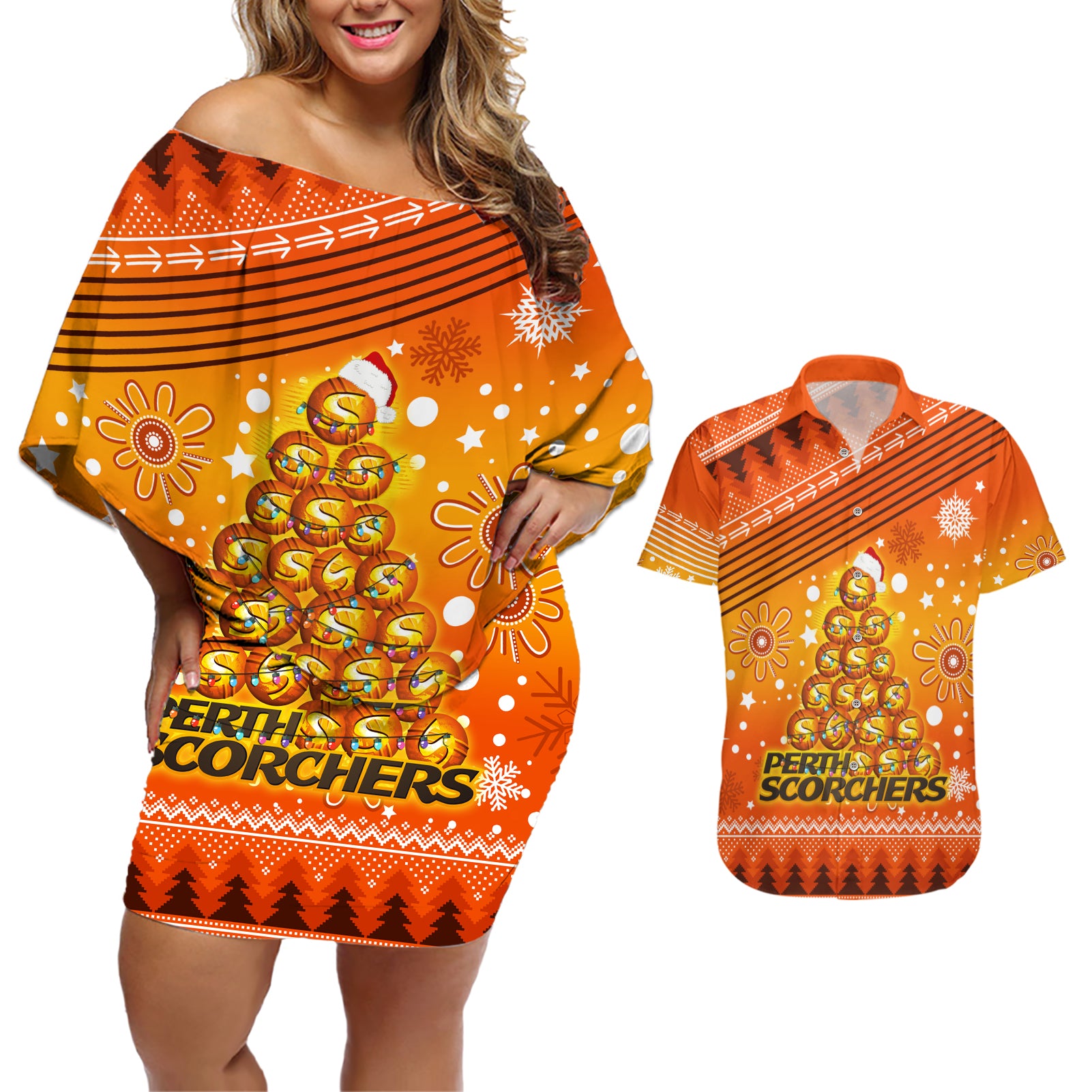 custom-scorchers-bbl-couples-matching-off-shoulder-short-dress-and-hawaiian-shirt-christmas-vibe-2023