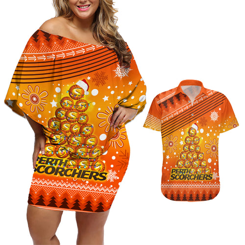 custom-scorchers-bbl-couples-matching-off-shoulder-short-dress-and-hawaiian-shirt-christmas-vibe-2023