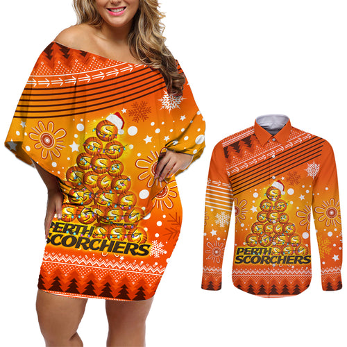 custom-scorchers-bbl-couples-matching-off-shoulder-short-dress-and-long-sleeve-button-shirt-christmas-vibe-2023