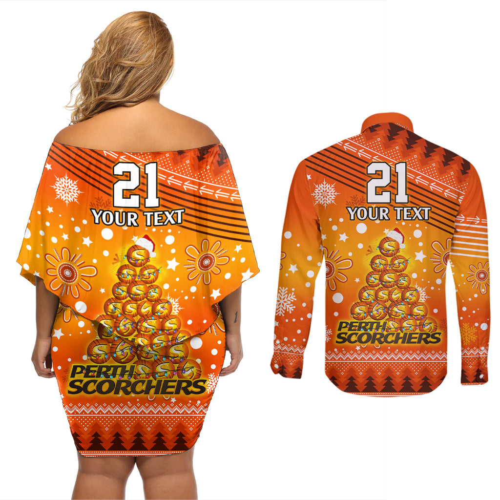 custom-scorchers-bbl-couples-matching-off-shoulder-short-dress-and-long-sleeve-button-shirt-christmas-vibe-2023