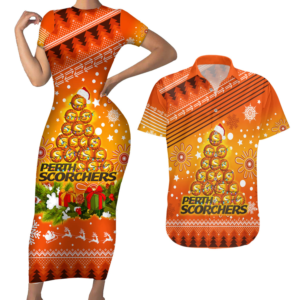 custom-scorchers-bbl-couples-matching-short-sleeve-bodycon-dress-and-hawaiian-shirt-christmas-vibe-2023
