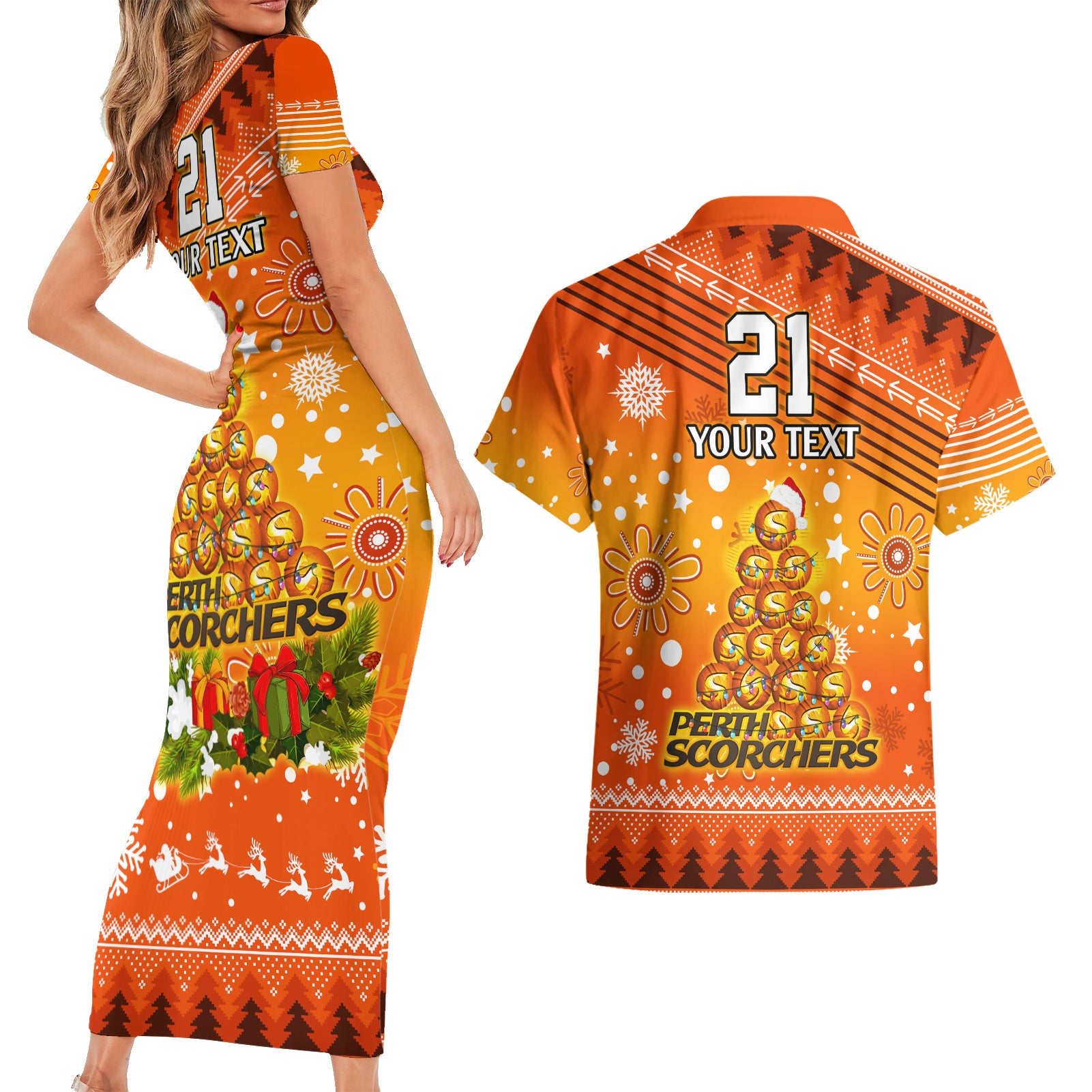 custom-scorchers-bbl-couples-matching-short-sleeve-bodycon-dress-and-hawaiian-shirt-christmas-vibe-2023