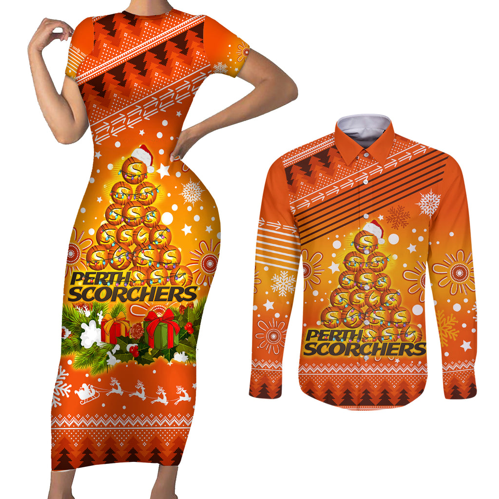 custom-scorchers-bbl-couples-matching-short-sleeve-bodycon-dress-and-long-sleeve-button-shirt-christmas-vibe-2023