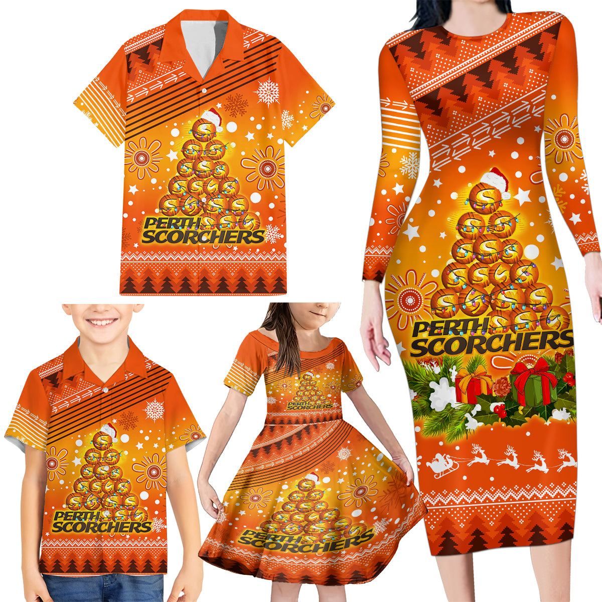 custom-scorchers-bbl-family-matching-long-sleeve-bodycon-dress-and-hawaiian-shirt-christmas-vibe-2023