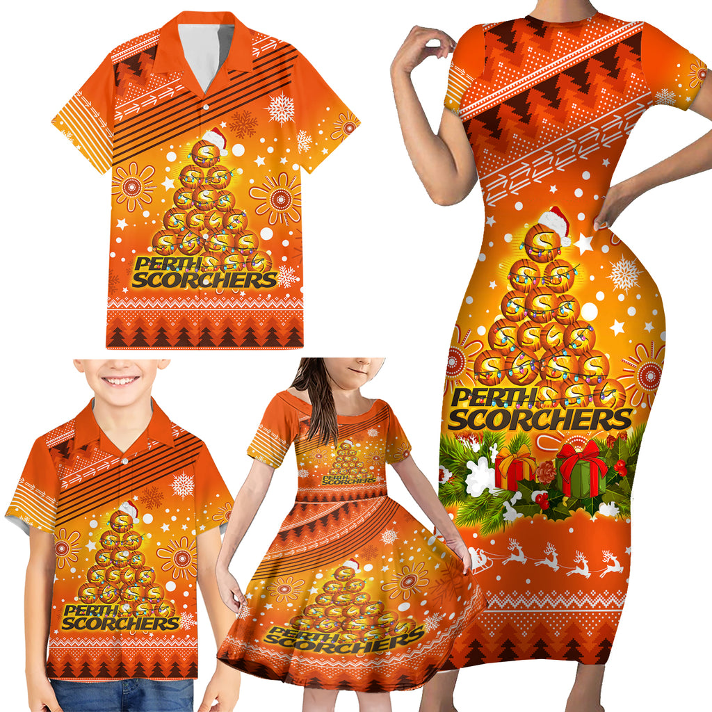 custom-scorchers-bbl-family-matching-short-sleeve-bodycon-dress-and-hawaiian-shirt-christmas-vibe-2023