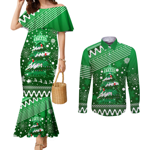 custom-stars-bbl-couples-matching-mermaid-dress-and-long-sleeve-button-shirt-christmas-vibe-2023