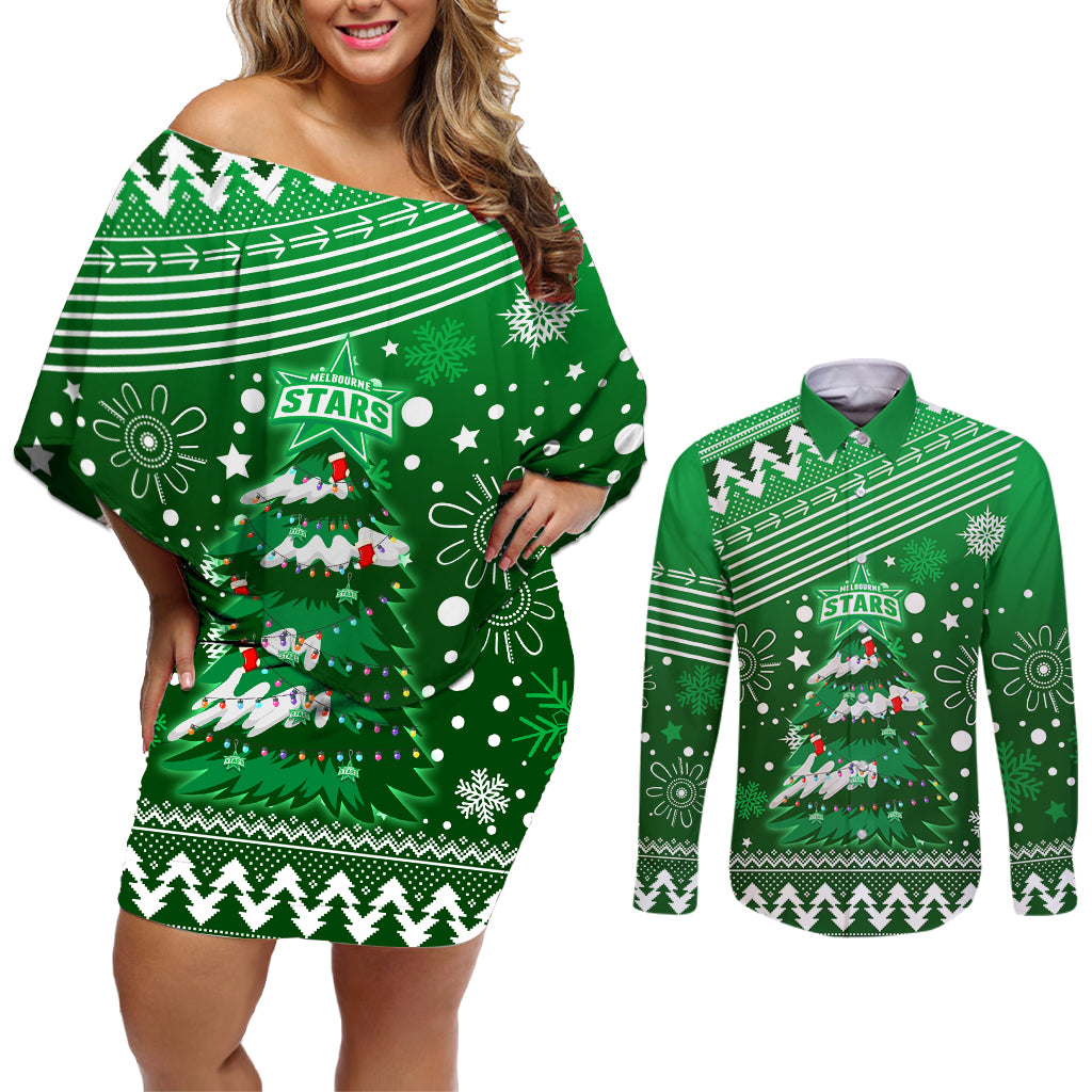 custom-stars-bbl-couples-matching-off-shoulder-short-dress-and-long-sleeve-button-shirt-christmas-vibe-2023