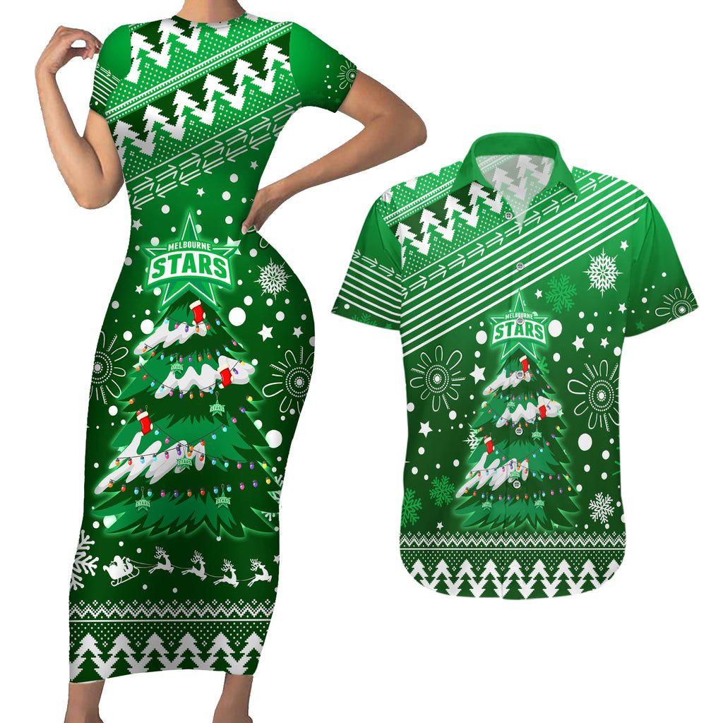 custom-stars-bbl-couples-matching-short-sleeve-bodycon-dress-and-hawaiian-shirt-christmas-vibe-2023