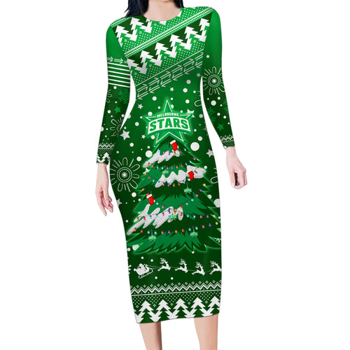 custom-stars-bbl-family-matching-long-sleeve-bodycon-dress-and-hawaiian-shirt-christmas-vibe-2023