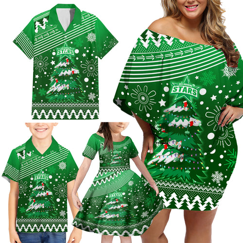 custom-stars-bbl-family-matching-off-shoulder-short-dress-and-hawaiian-shirt-christmas-vibe-2023