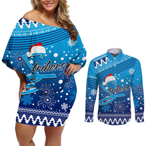 custom-strikers-bbl-couples-matching-off-shoulder-short-dress-and-long-sleeve-button-shirt-christmas-vibe-2023