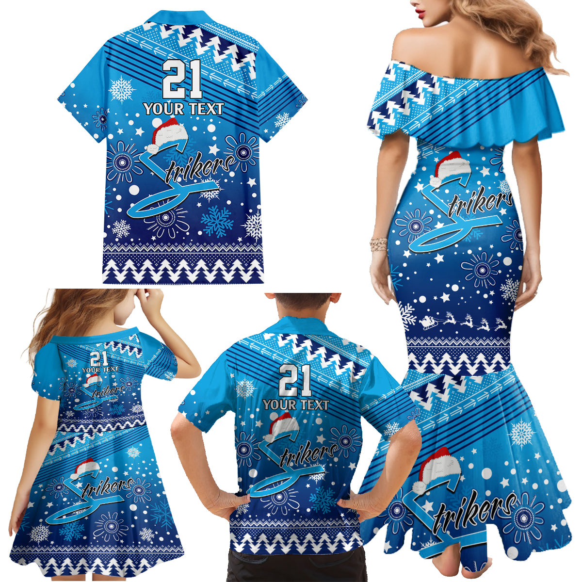 custom-strikers-bbl-family-matching-mermaid-dress-and-hawaiian-shirt-christmas-vibe-2023