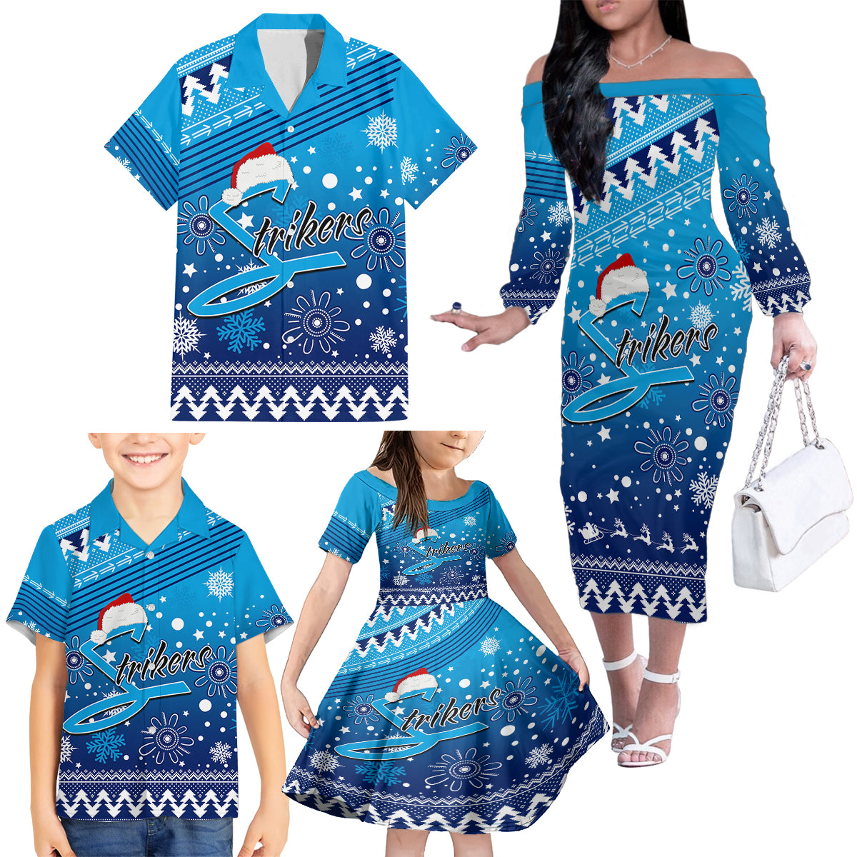 custom-strikers-bbl-family-matching-off-shoulder-long-sleeve-dress-and-hawaiian-shirt-christmas-vibe-2023