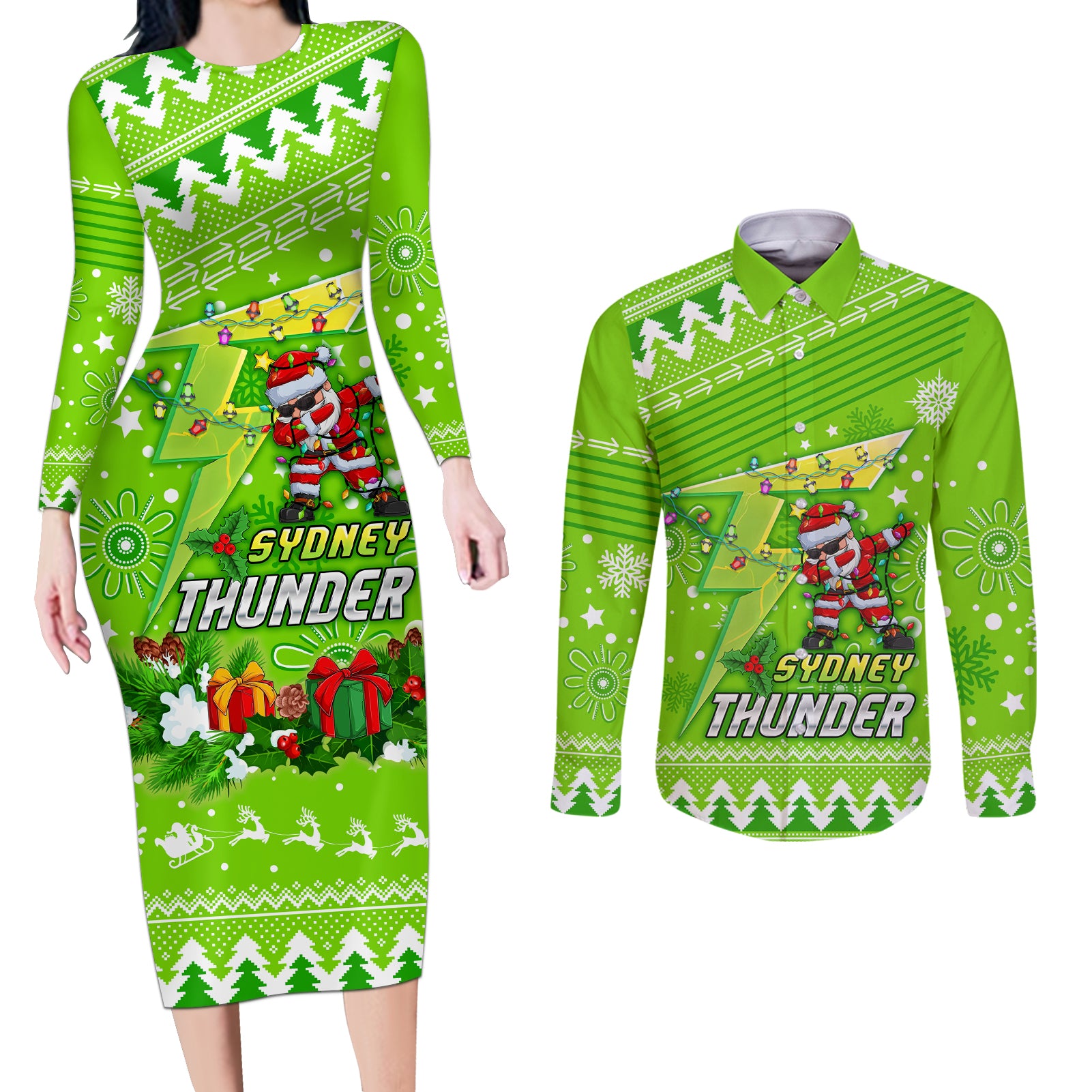 custom-thunder-bbl-couples-matching-long-sleeve-bodycon-dress-and-long-sleeve-button-shirt-christmas-vibe-2023