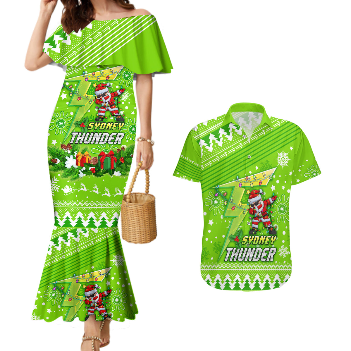 custom-thunder-bbl-couples-matching-mermaid-dress-and-hawaiian-shirt-christmas-vibe-2023