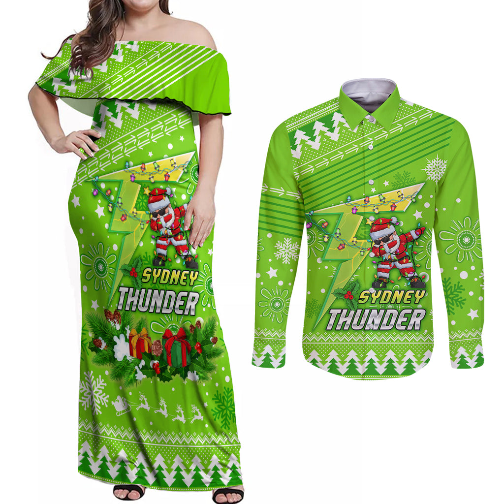 custom-thunder-bbl-couples-matching-off-shoulder-maxi-dress-and-long-sleeve-button-shirt-christmas-vibe-2023