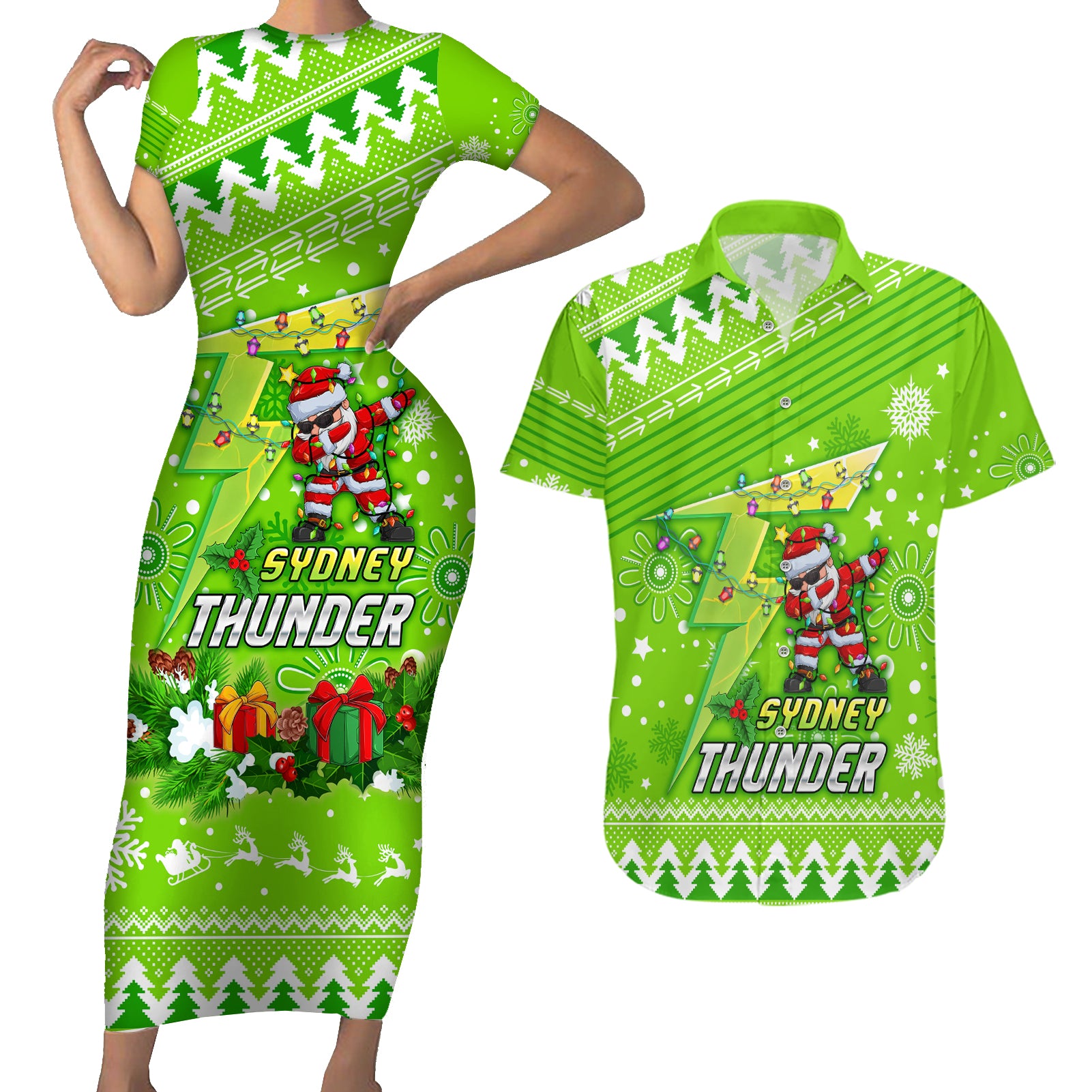 custom-thunder-bbl-couples-matching-short-sleeve-bodycon-dress-and-hawaiian-shirt-christmas-vibe-2023