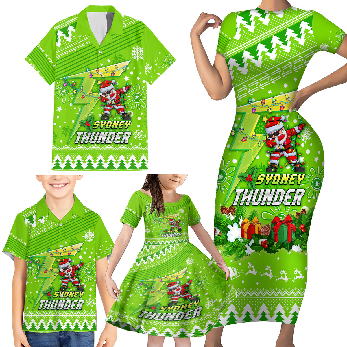 custom-thunder-bbl-family-matching-short-sleeve-bodycon-dress-and-hawaiian-shirt-christmas-vibe-2023