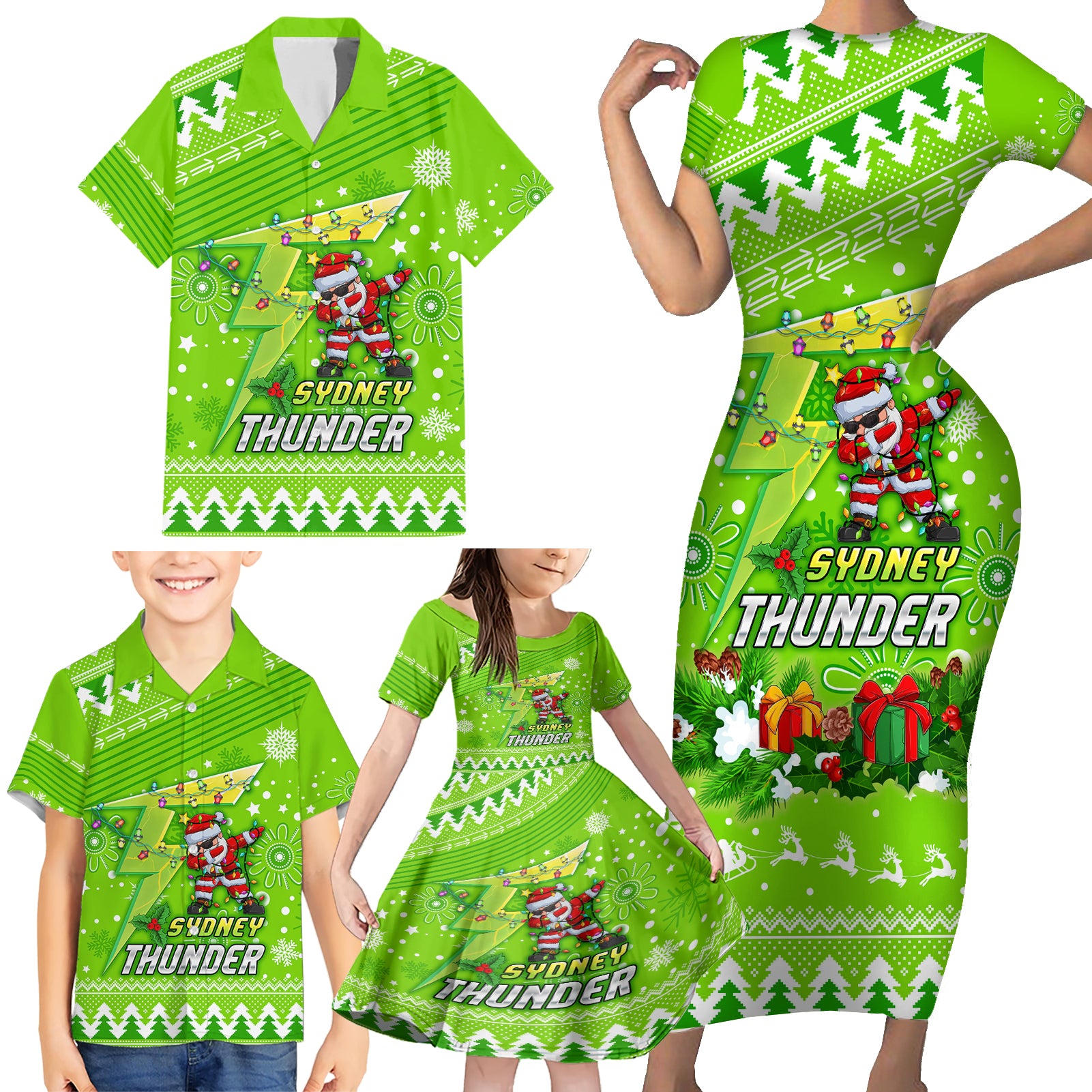 custom-thunder-bbl-family-matching-short-sleeve-bodycon-dress-and-hawaiian-shirt-christmas-vibe-2023