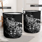 New Zealand Lawn Bowls Laundry Basket Black Maori Warrior Tribal Silver Fern - Aussie Hoodie