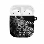 New Zealand Lawn Bowls AirPods Case Black Maori Warrior Tribal Silver Fern - Aussie Hoodie