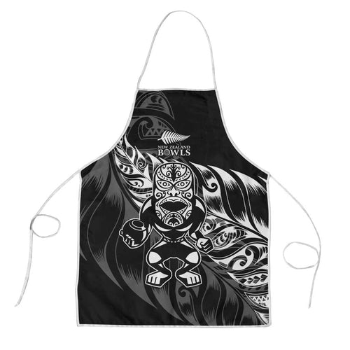 New Zealand Lawn Bowls Apron Black Maori Warrior Tribal Silver Fern - Aussie Hoodie