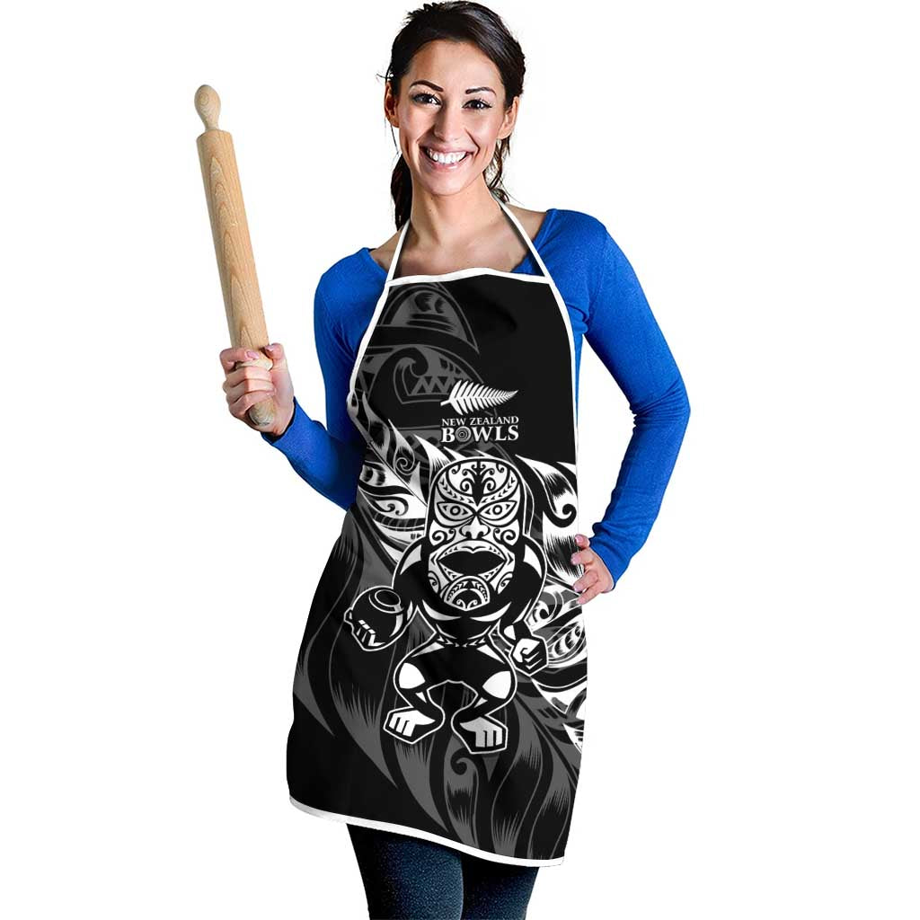 New Zealand Lawn Bowls Apron Black Maori Warrior Tribal Silver Fern - Aussie Hoodie