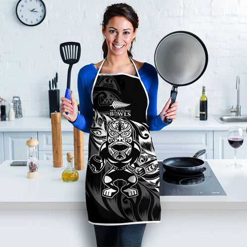 New Zealand Lawn Bowls Apron Black Maori Warrior Tribal Silver Fern - Aussie Hoodie