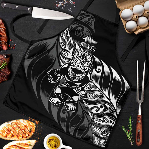New Zealand Lawn Bowls Apron Black Maori Warrior Tribal Silver Fern - Aussie Hoodie