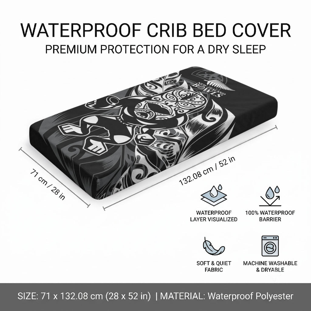 New Zealand Lawn Bowls Baby Bed Cover Black Maori Warrior Tribal Silver Fern