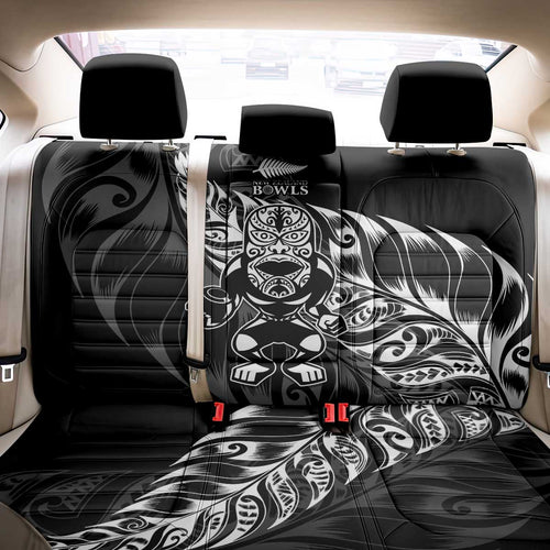 New Zealand Lawn Bowls Back Car Seat Cover Black Maori Warrior Tribal Silver Fern - Aussie Hoodie