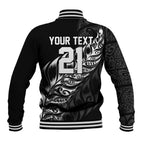 New Zealand Lawn Bowls Custom Baseball Jacket Black Maori Warrior Tribal Silver Fern - Aussie Hoodie