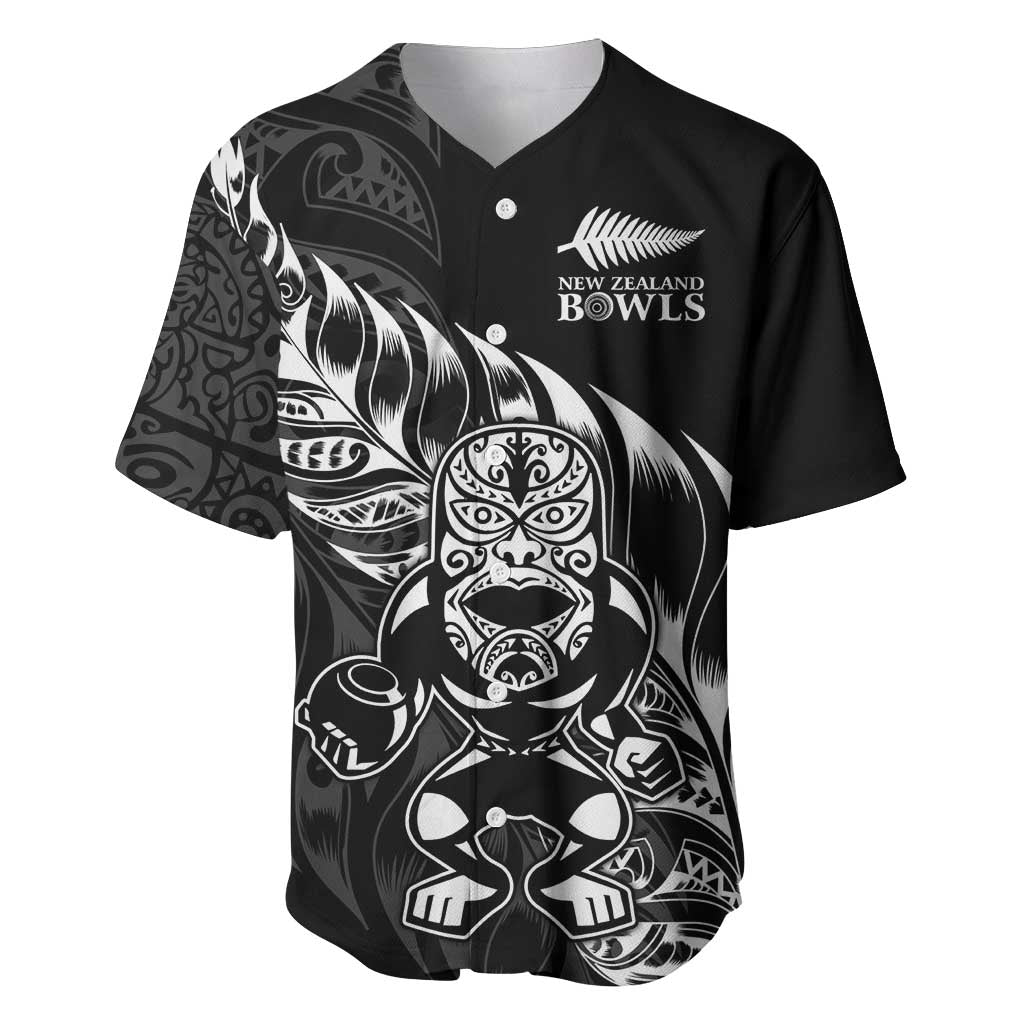 New Zealand Lawn Bowls Custom Baseball Jersey Black Maori Warrior Tribal Silver Fern - Aussie Hoodie
