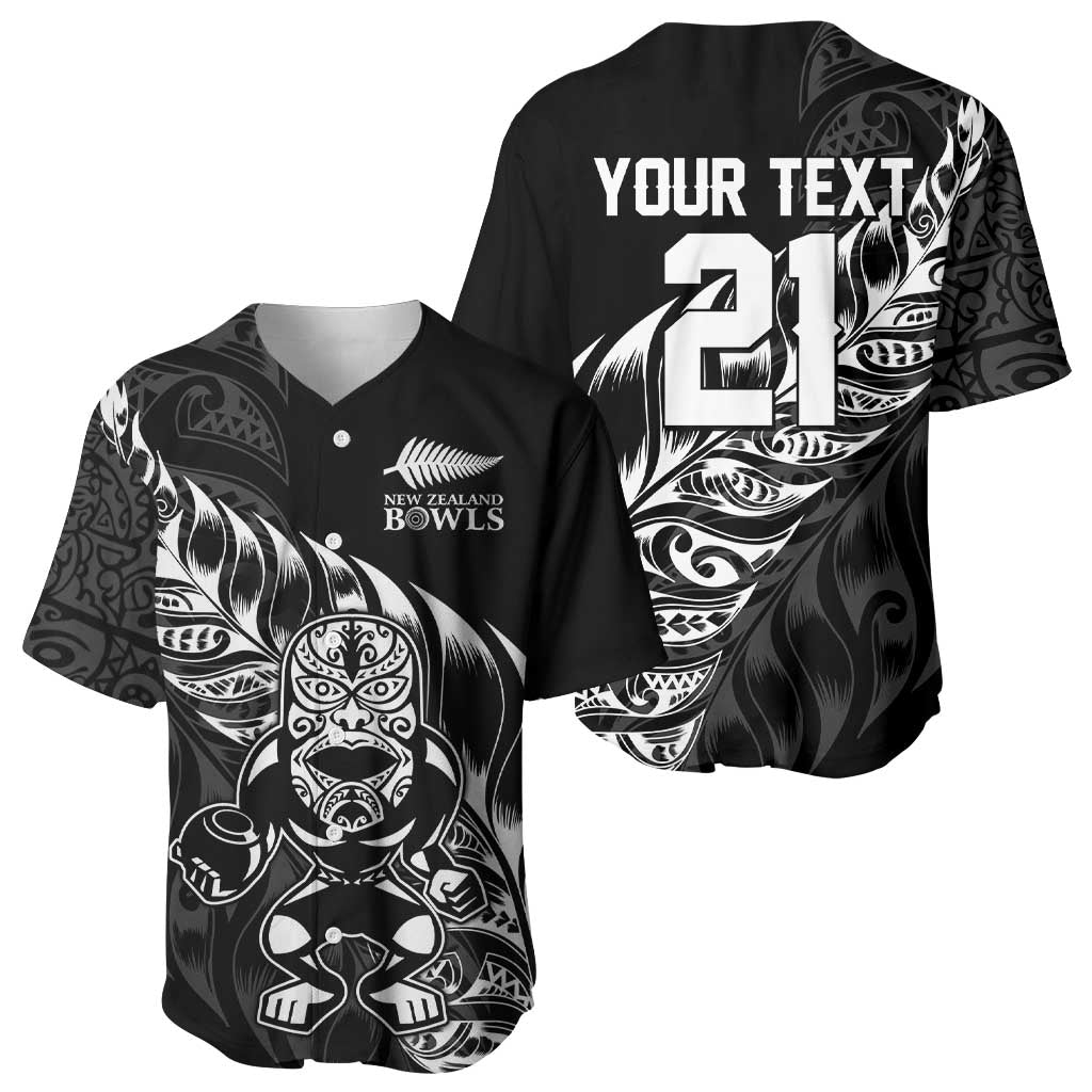 New Zealand Lawn Bowls Custom Baseball Jersey Black Maori Warrior Tribal Silver Fern - Aussie Hoodie