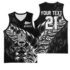 New Zealand Lawn Bowls Custom Basketball Jersey Black Maori Warrior Tribal Silver Fern - Aussie Hoodie