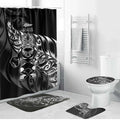 New Zealand Lawn Bowls Bathroom Set Black Maori Warrior Tribal Silver Fern - Aussie Hoodie
