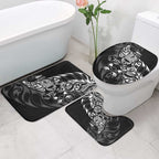 New Zealand Lawn Bowls Bathroom Set Black Maori Warrior Tribal Silver Fern - Aussie Hoodie