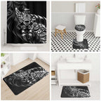 New Zealand Lawn Bowls Bathroom Set Black Maori Warrior Tribal Silver Fern - Aussie Hoodie