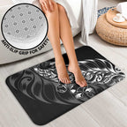 New Zealand Lawn Bowls Bathroom Set Black Maori Warrior Tribal Silver Fern - Aussie Hoodie