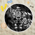 New Zealand Lawn Bowls Beach Blanket Black Maori Warrior Tribal Silver Fern - Aussie Hoodie