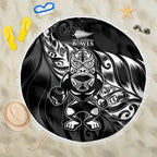 New Zealand Lawn Bowls Beach Blanket Black Maori Warrior Tribal Silver Fern - Aussie Hoodie
