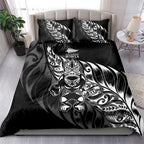 New Zealand Lawn Bowls Bedding Set Black Maori Warrior Tribal Silver Fern - Aussie Hoodie