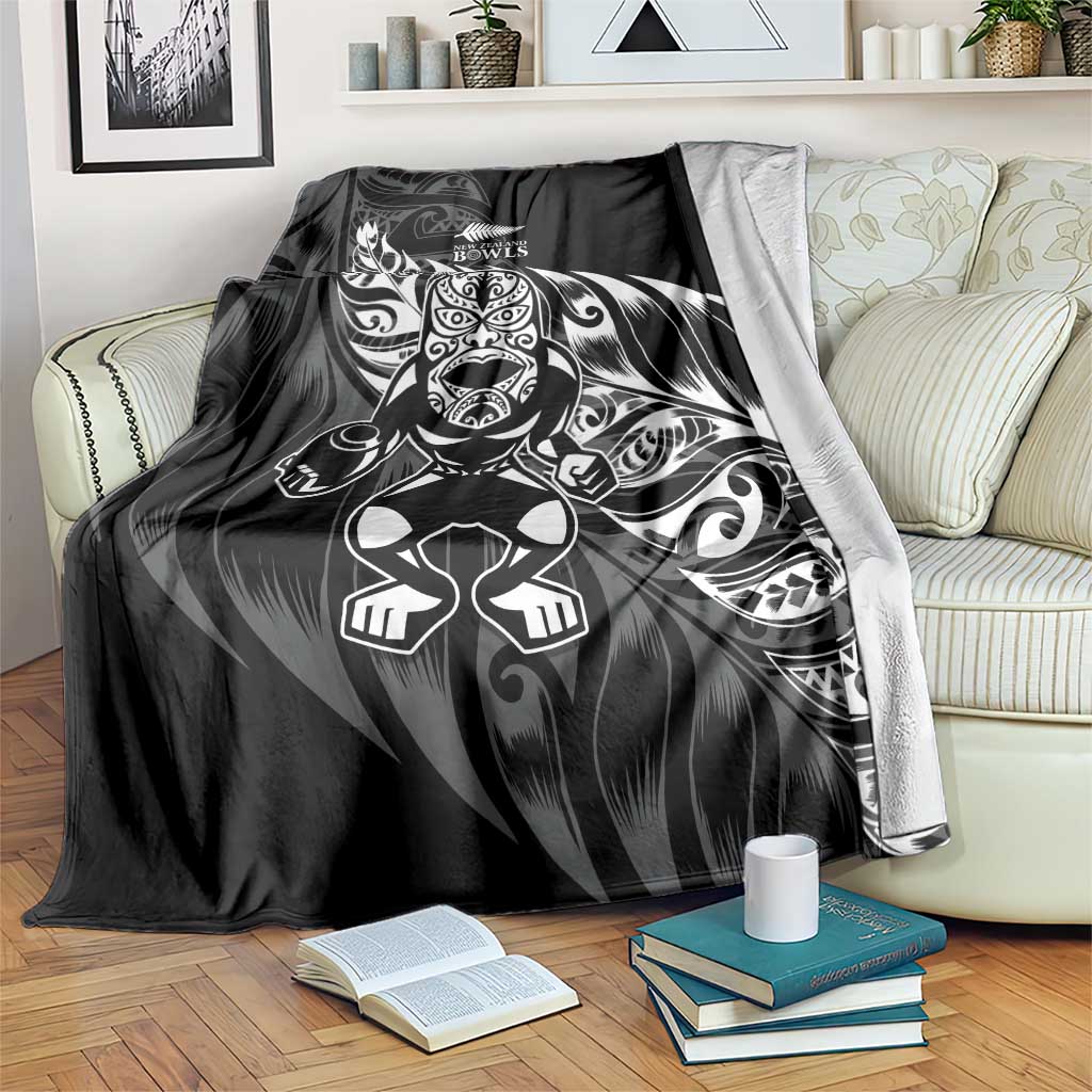 New Zealand Lawn Bowls Blanket Black Maori Warrior Tribal Silver Fern - Aussie Hoodie
