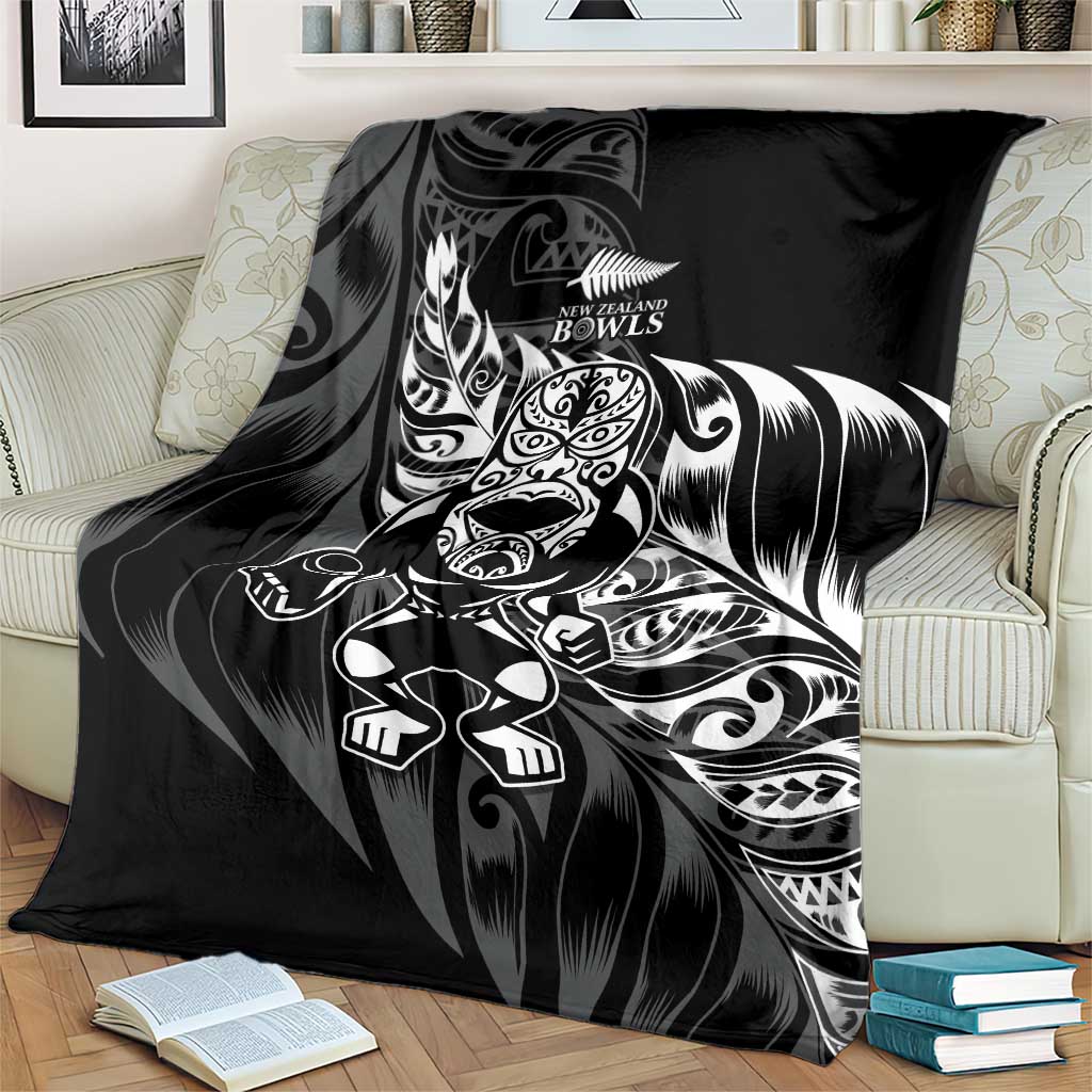 New Zealand Lawn Bowls Blanket Black Maori Warrior Tribal Silver Fern - Aussie Hoodie