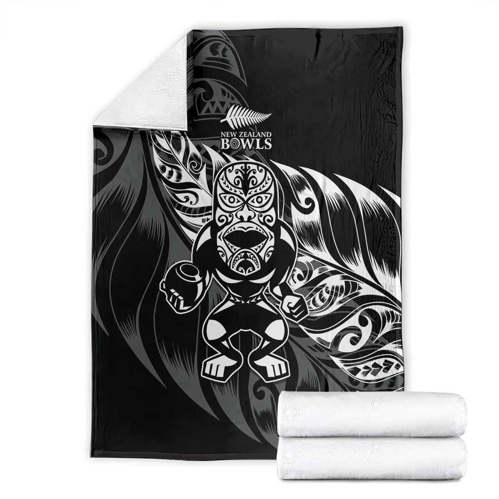 New Zealand Lawn Bowls Blanket Black Maori Warrior Tribal Silver Fern - Aussie Hoodie