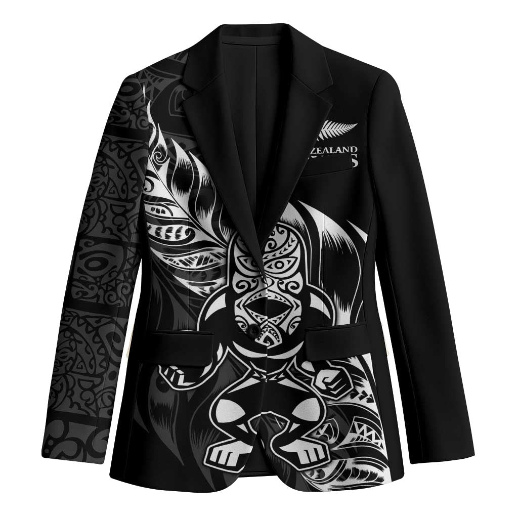New Zealand Lawn Bowls Custom Blazer Black Maori Warrior Tribal Silver Fern - Aussie Hoodie