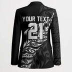 New Zealand Lawn Bowls Custom Blazer Black Maori Warrior Tribal Silver Fern - Aussie Hoodie